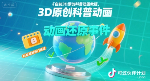 自制3D原创科普动画教程，动画还原事件，抖音最新热门赛道，可过伙伴计划插图