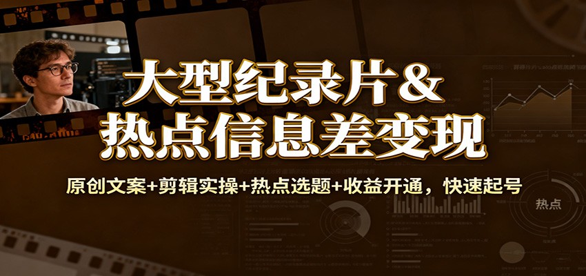 大型纪录片&热点信息差变现:原创文案+剪辑实操+热点选题+收益开通,快速起号插图 大型纪录片&热点信息差变现:原创文案+剪辑实操+热点选题+收益开通,快速起号插图