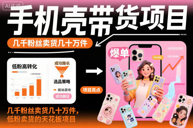 手机壳带货项目，几千粉丝卖货几十万件，短视频低粉卖货的天花板项目插图