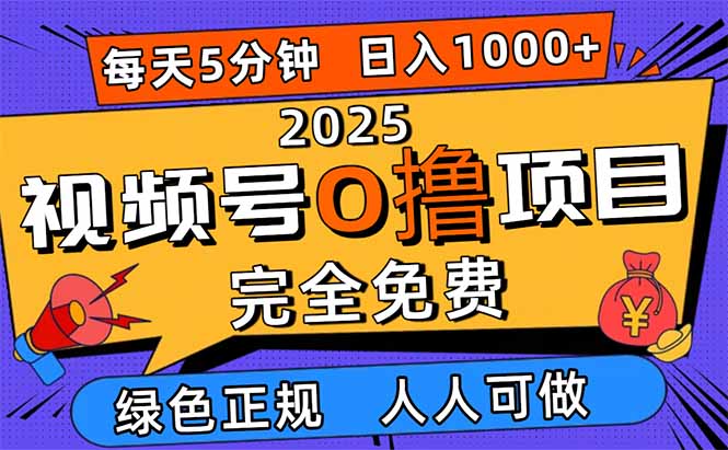 （16388期）2025视频号0撸项目，5分钟一个号，日入1000+，人人可做插图