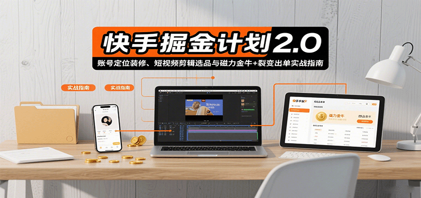 快手掘金计划2.0，账号定位装修、短视频剪辑选品与磁力金牛+裂变出单实战指南插图