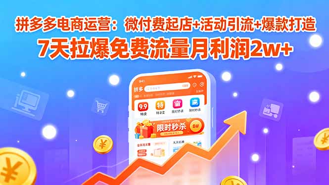 (15960期)拼多多电商运营:微付费起店+活动引流+爆款打造 7天拉爆免费流量月利润2w+插图 (15960期)拼多多电商运营:微付费起店+活动引流+爆款打造 7天拉爆免费流量月利润2w+插图