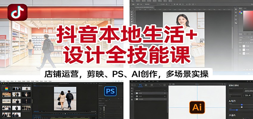 抖音本地生活+设计全技能课:店铺运营,剪映、PS、AI创作,多场景实操插图 抖音本地生活+设计全技能课:店铺运营,剪映、PS、AI创作,多场景实操插图