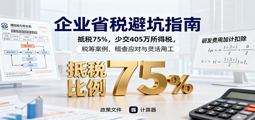 企业省税避坑指南：抵税75%，少交405万所得税，税筹案例，稽查应对与灵活用工插图