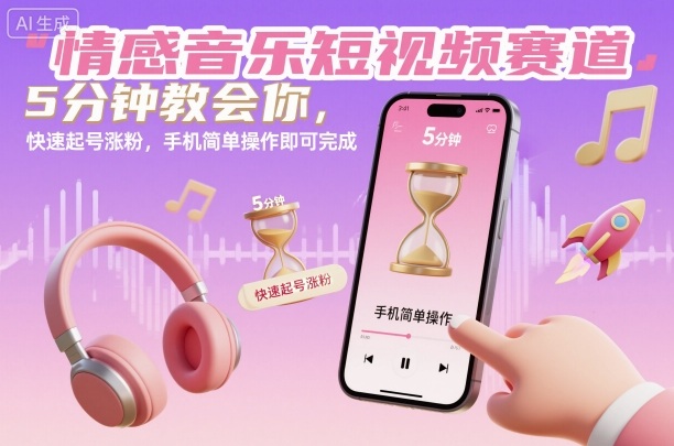 情感音乐短视频赛道,5分钟教会你,快速起号涨粉,手机简单操作即可完成插图 情感音乐短视频赛道,5分钟教会你,快速起号涨粉,手机简单操作即可完成插图