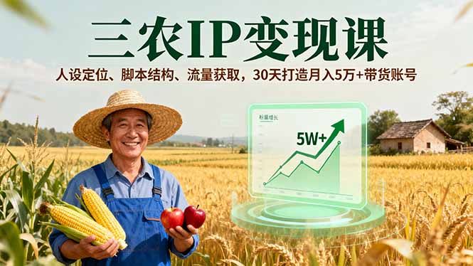 (16044期)三农IP变现课,人设定位、脚本结构、流量获取,30天打造月入5万+带货账号插图 (16044期)三农IP变现课,人设定位、脚本结构、流量获取,30天打造月入5万+带货账号插图