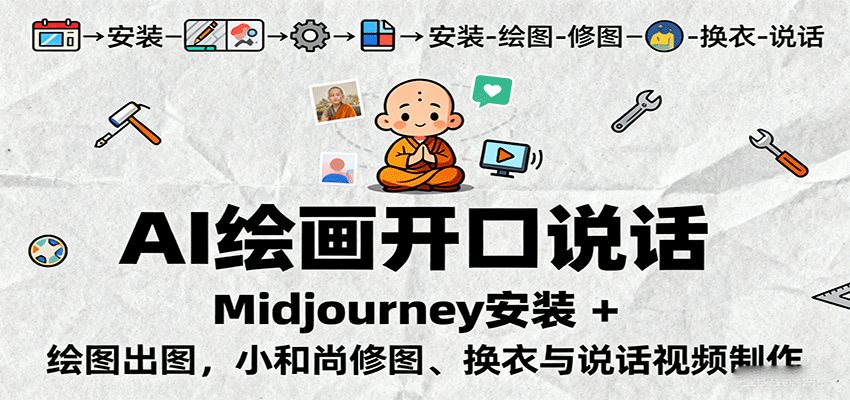 AI绘画开口说话,Midjourney安装 + 绘图出图,小和尚修图、换衣与说话视频制作插图 AI绘画开口说话,Midjourney安装 + 绘图出图,小和尚修图、换衣与说话视频制作插图