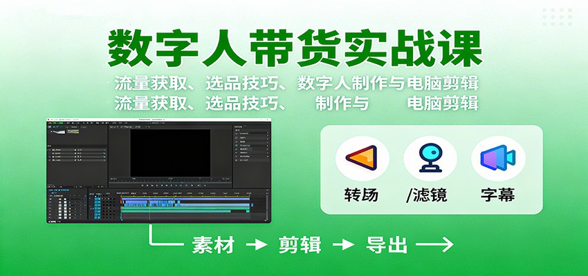 数字人变现实战课:流量获取、选品技巧、数字人制作与电脑剪辑插图 数字人变现实战课:流量获取、选品技巧、数字人制作与电脑剪辑插图