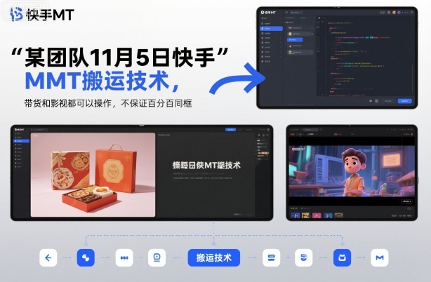 某团队11月5日快手MT搬运技术，带货和影视都可以操作，不保证百分百同框，自测插图
