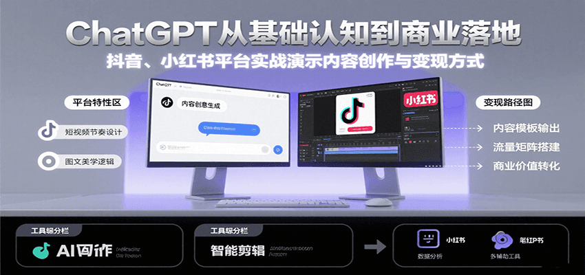 ChatGPT从基础认知到商业落地,实战演示抖音、小红书等平台的内容创作与变现插图 ChatGPT从基础认知到商业落地,实战演示抖音、小红书等平台的内容创作与变现插图