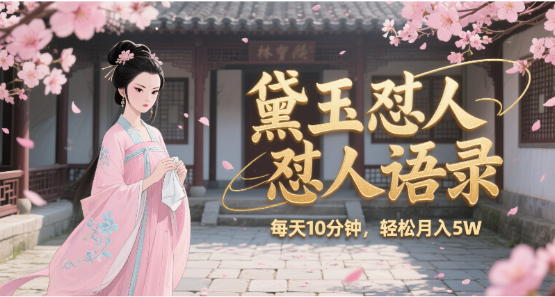 林黛玉怼人语录 怼人鸡汤  AI产出图片视频文案 每天十分钟 附提示词文案库  带书 带素材 带提示词 带虚拟资料 带徒弟 创作者分成 月入5W+插图