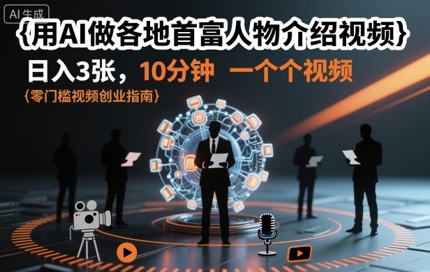 用AI做各地首富人物介绍视频,日入3张,10分钟一个视频插图 用AI做各地首富人物介绍视频,日入3张,10分钟一个视频插图