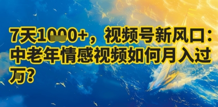 7天收益1k+,视频号新风口:中老年情感视频如何月入过W?插图 7天收益1k+,视频号新风口:中老年情感视频如何月入过W?插图