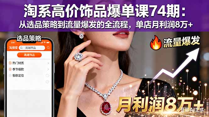 （16351期）淘系高价饰品爆单课74期：从选品策略到流量爆发的全流程，单店月利润8万+插图
