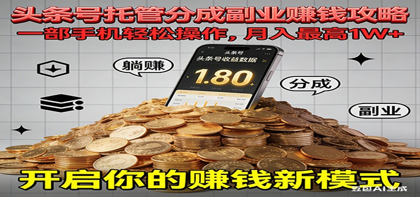 全程托管今日头条,一部手机就可以开干,最高躺赚1W+插图 全程托管今日头条,一部手机就可以开干,最高躺赚1W+插图