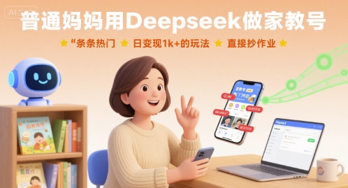 普通妈妈用Deepseek做家教号,条条热门,日变现1k+的玩法,直接抄作业插图 普通妈妈用Deepseek做家教号,条条热门,日变现1k+的玩法,直接抄作业插图