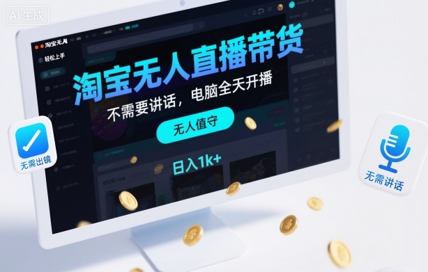 淘宝无人直播带货，不需要出镜，不需要讲话，电脑全天开播，轻松上手，日入1k+【揭秘】插图