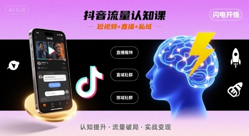 抖音流量认知课,短视频+直播+私域,认知提升,闪电开悟插图 抖音流量认知课,短视频+直播+私域,认知提升,闪电开悟插图